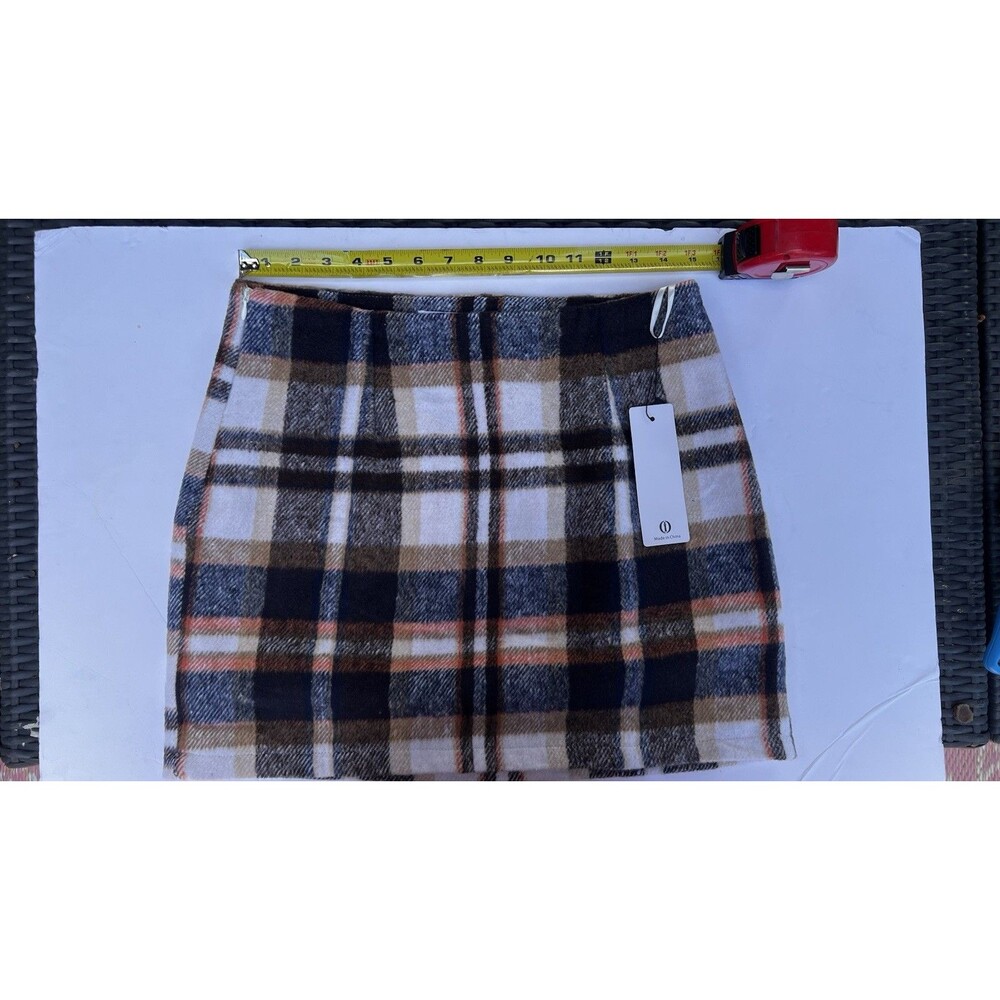 Wool Blend Plaid Mini Skirt Size Medium Lined Fall Winter Preppy Cottagecore